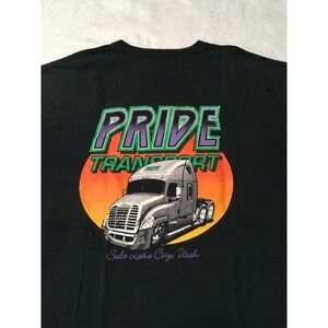 T-Shirt Mens XL 2XL Black Short Sleeve Pony Pocket Cotton logo graphic PRIDE